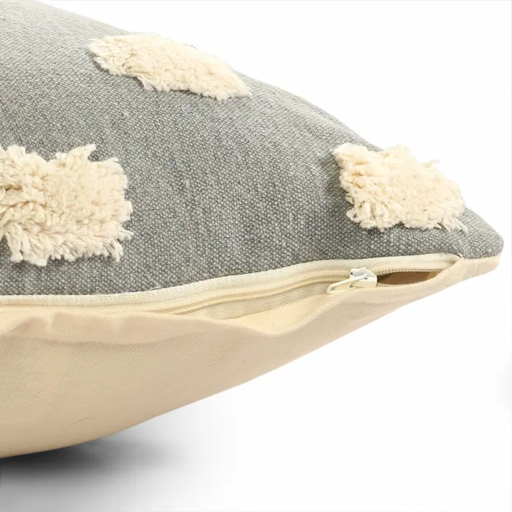 20" X 20" Gray 100% Cotton Zippered Pillow