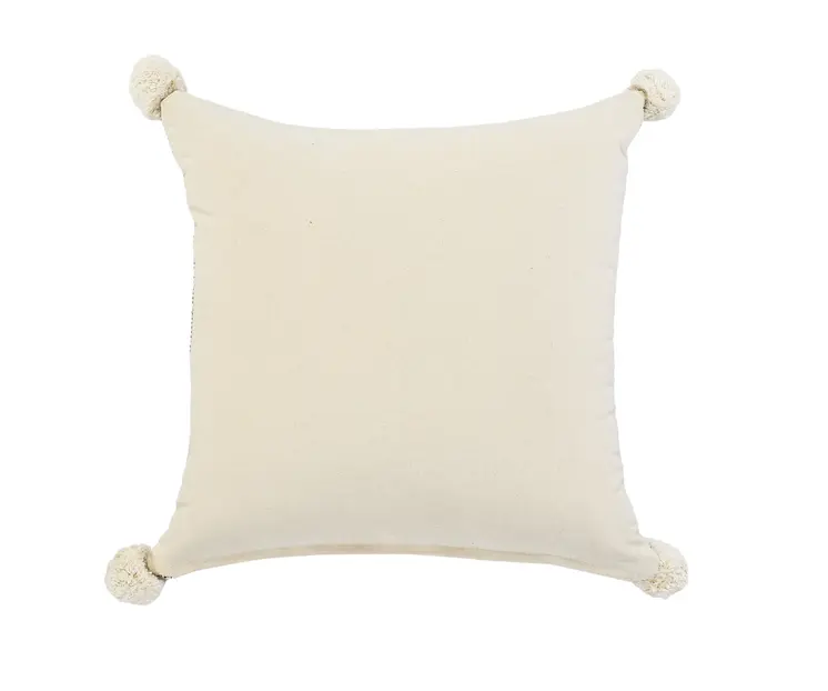 20" X 20" Black Off-White And Green 100% Cotton Geometric Zippered Pillow