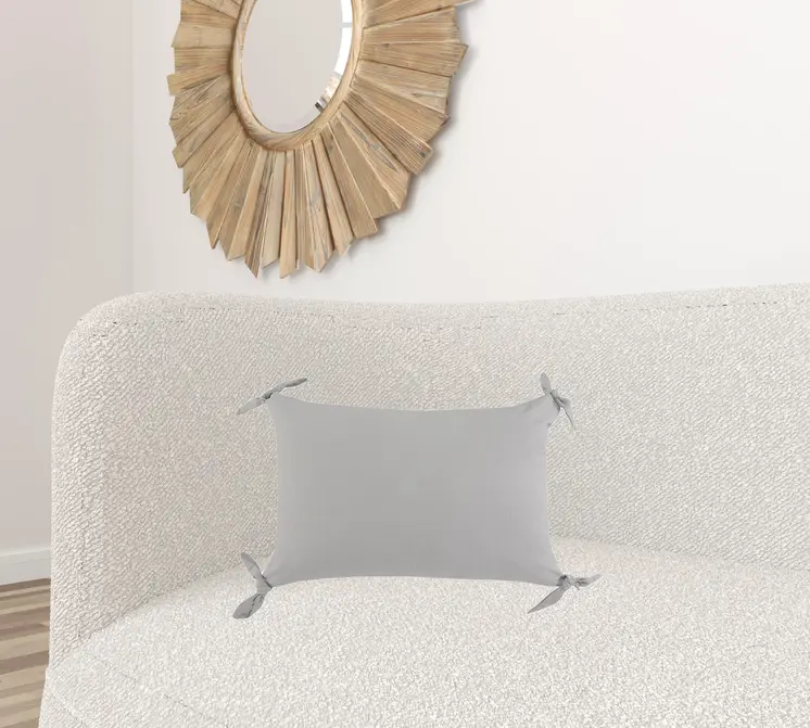 16" X 24" Light Gray 100% Cotton Zippered Pillow