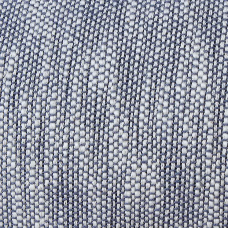 14" X 36" Navy Blue And White Cotton Linen Throw Pillow with Fringe