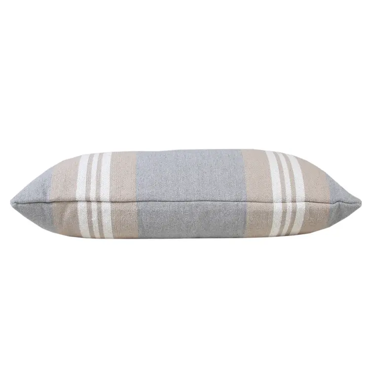 14" X 36" Beige and Gray Lumbar Throw Pillow