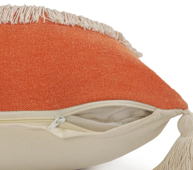 14" X 36" Orange and Off White Throw Pillow
