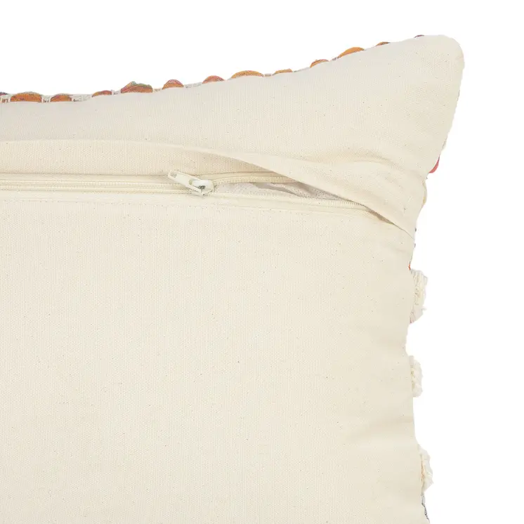 14" X 36" Off White Red And Blue Cotton Striped Throw Pillow