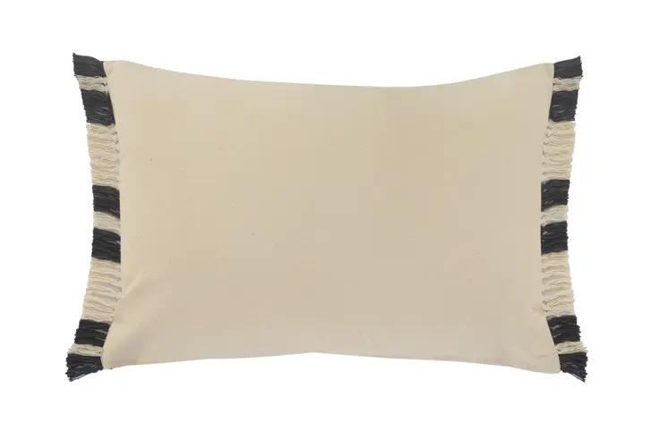 16" X 24" Gray And White 100% Cotton Striped Zippered Pillow
