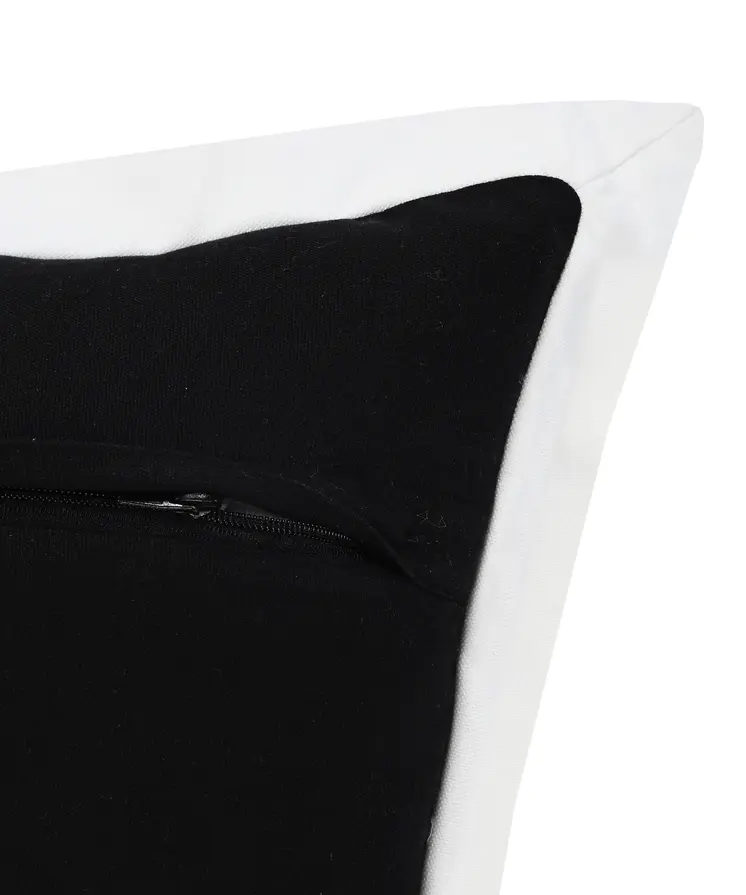14" X 36" Black And White 100% Cotton Geometric Zippered Pillow