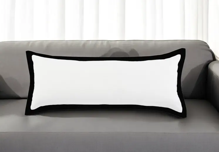 14" X 36" Black And White Cotton Color Block Throw Pillow