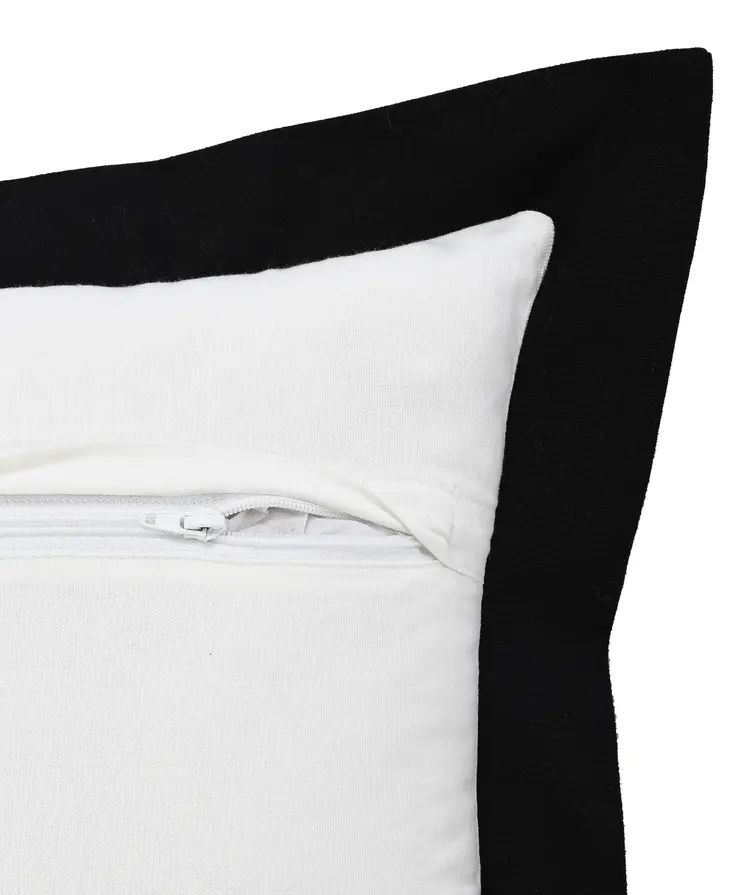 14" X 36" Black And White Cotton Color Block Throw Pillow