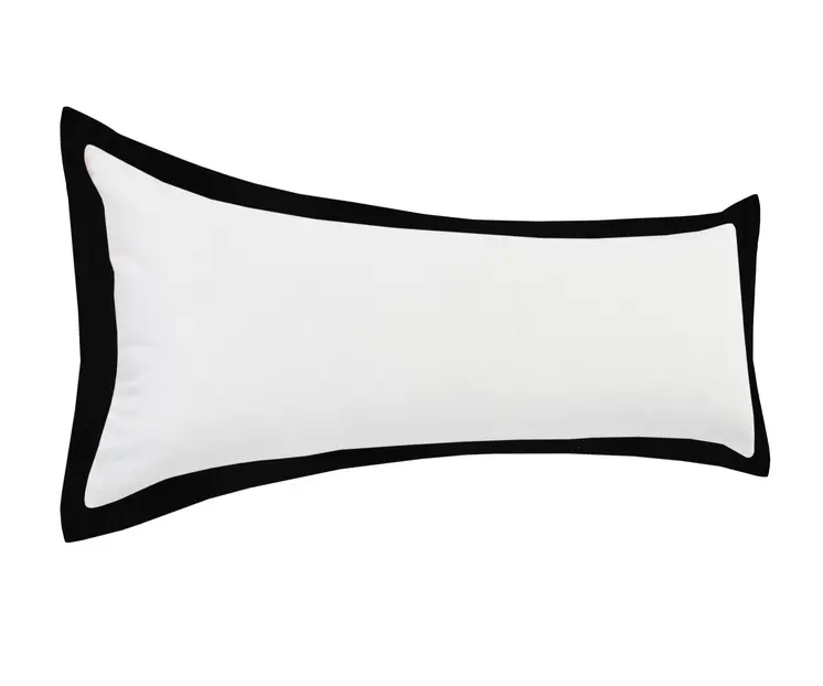 14" X 36" Black And White Cotton Color Block Throw Pillow