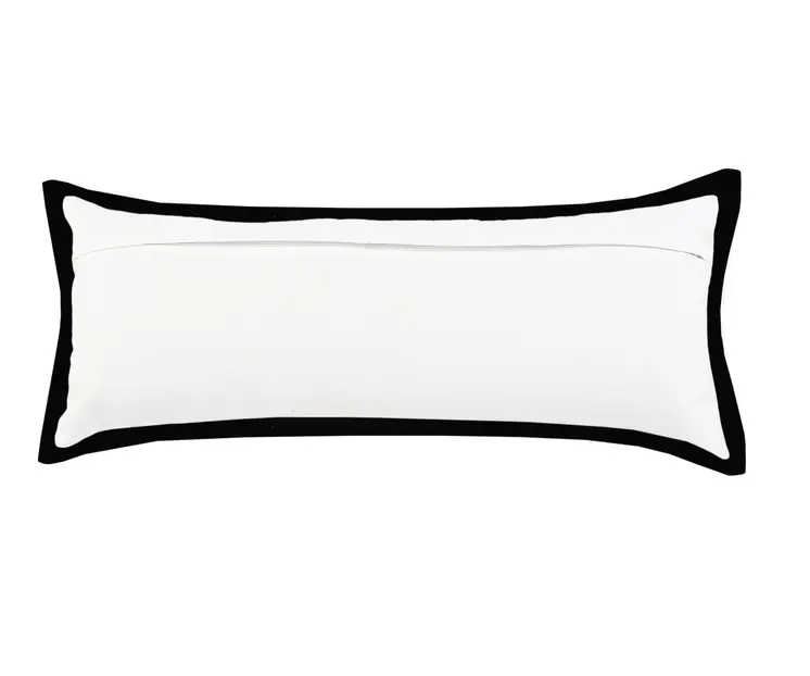 14" X 36" Black And White Cotton Color Block Throw Pillow