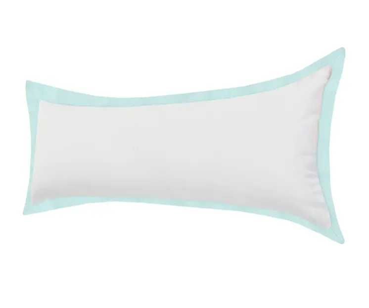 14" X 36" White And Icy Blue 100% Cotton Geometric Zippered Pillow