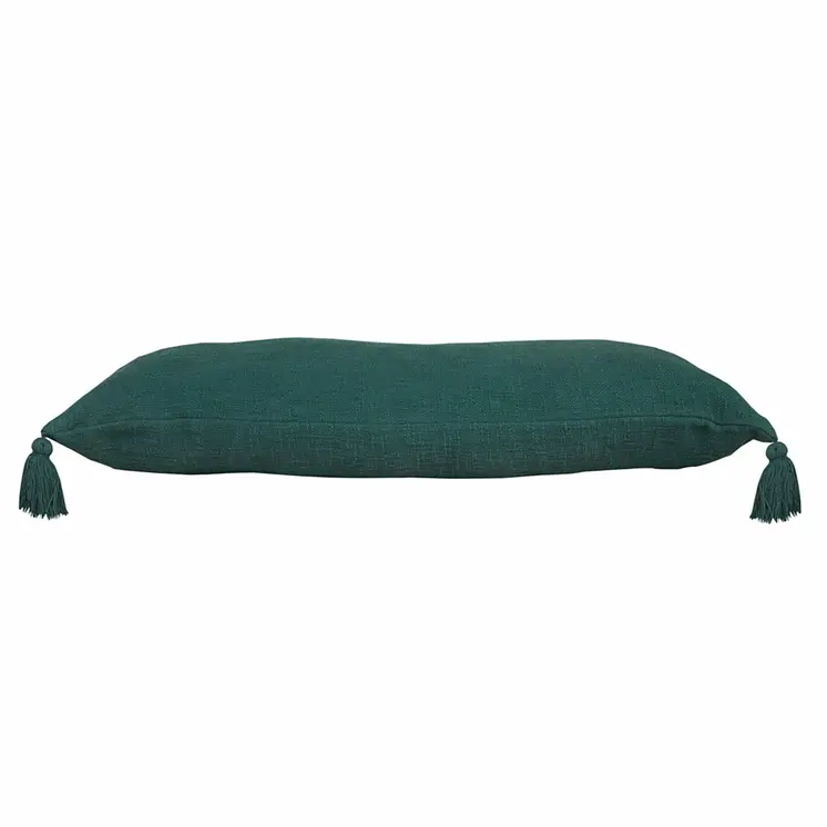 14" X 36" Emerald Cotton Throw Pillow with Tassels