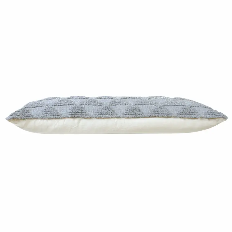 14" X 36" Gray And Off White Cotton Geometric Throw Pillow