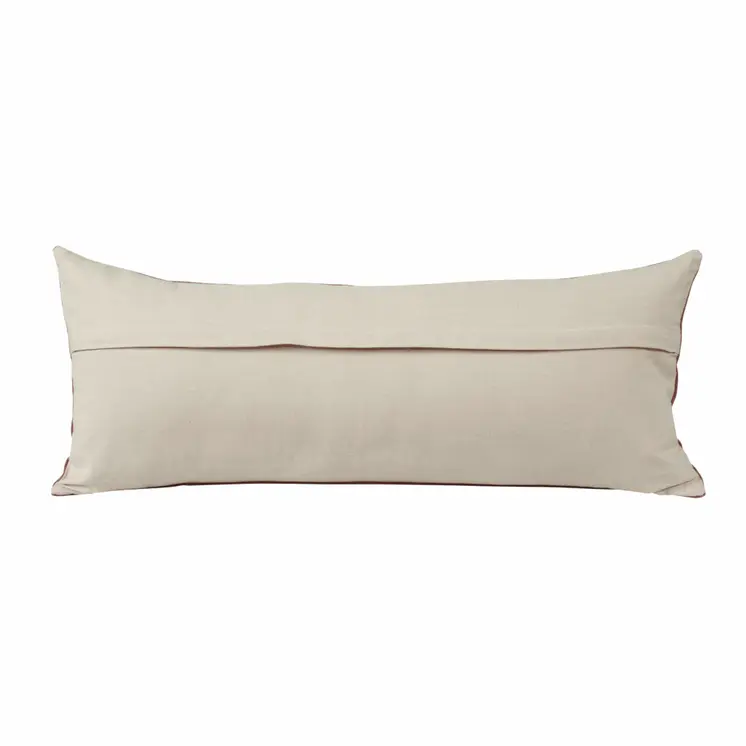 14" X 36" Dusty Rose And White Cotton Medallion Throw Pillow