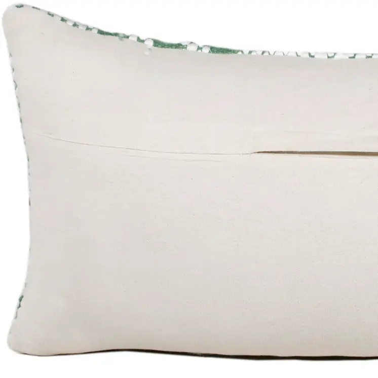14" X 36" Deep Navy And White 100% Cotton Geometric Zippered Pillow