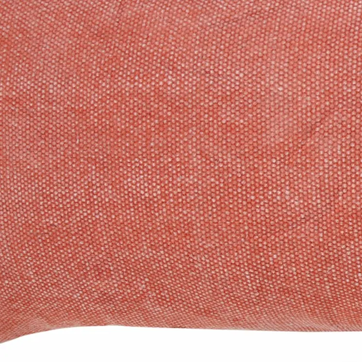 14" X 36" Rose Pink Stonewashed Cotton Throw Pillow With Fringe