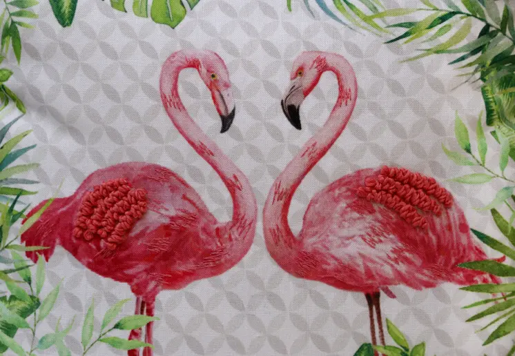20" Green Pink And White Fabric Bird Throw Pillow