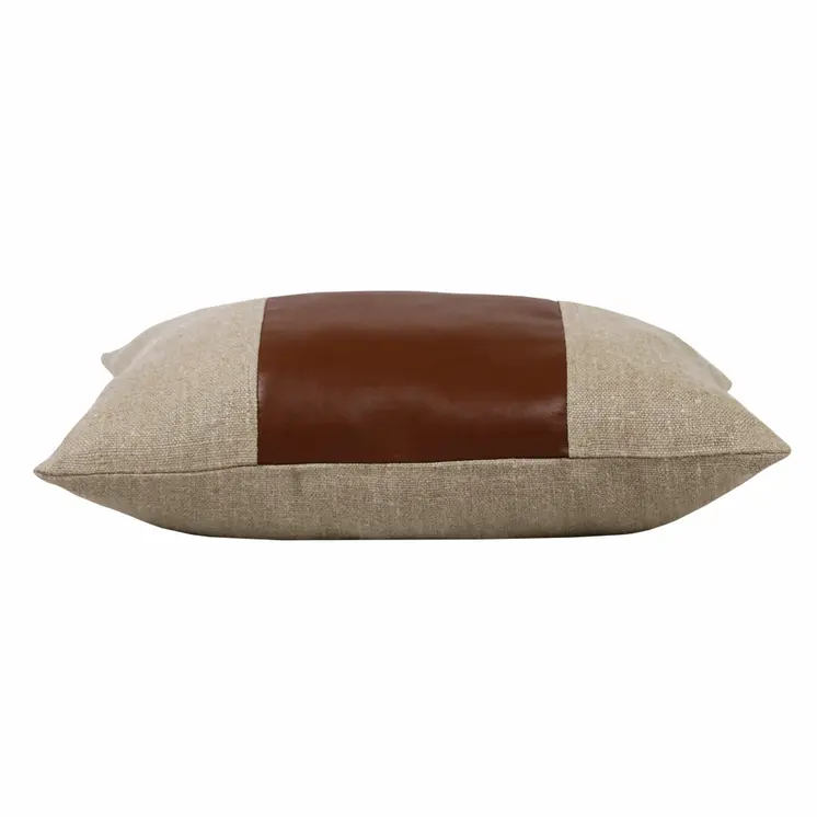 14" X 20" Tan And Brown Linen Striped Zippered Pillow