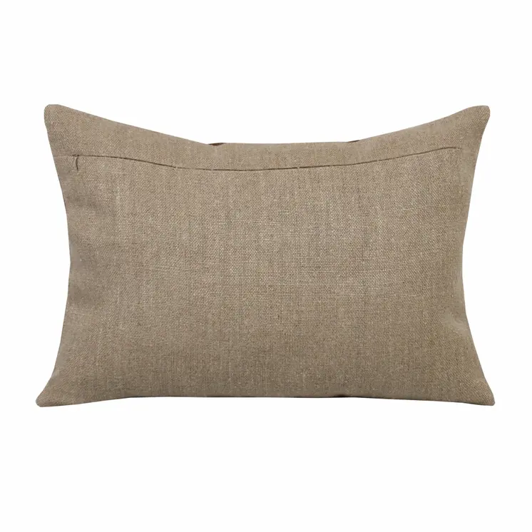14" X 20" Tan And Brown Linen Striped Zippered Pillow