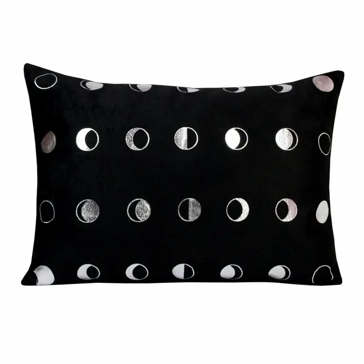 14" X 20" Black and Silver Throw Pillow