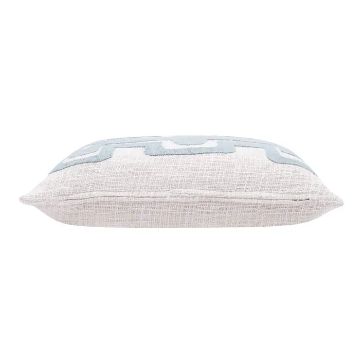 16" X 24" Light Blue And Ivory 100% Cotton Geometric Zippered Pillow
