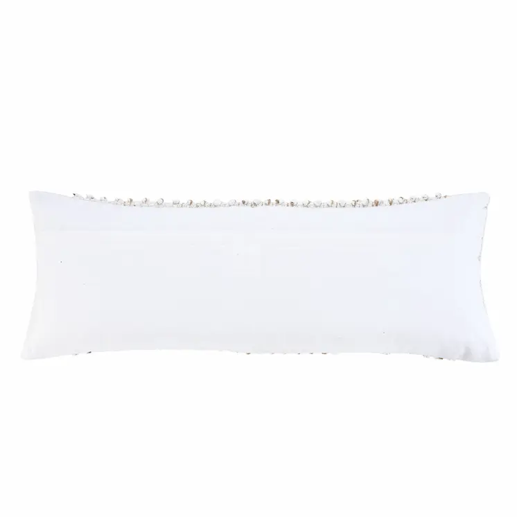 14" X 36" Tan And White Cotton Abstract Throw Pillow