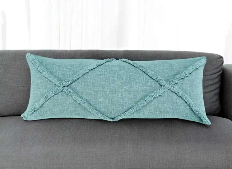 14" X 36" Aqua Cotton Throw Pillow