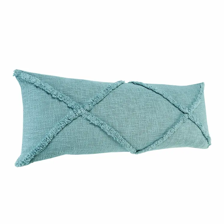 14" X 36" Aqua Cotton Throw Pillow