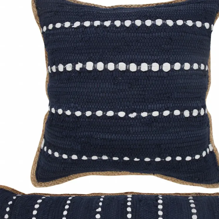 14" X 36" Blue and Beige Lumbar Throw Pillow