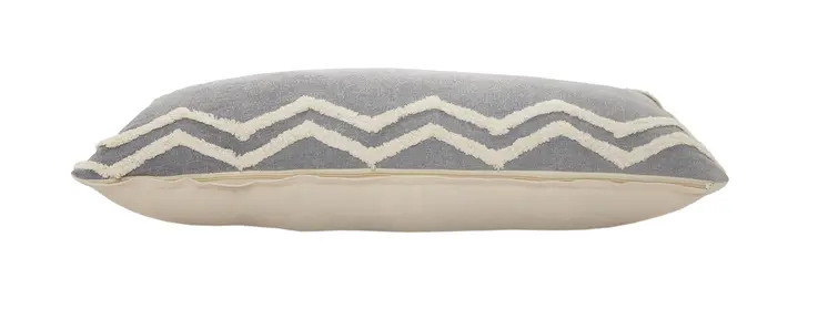 14" X 36" Gray And Tan Cotton Chevron Throw Pillow