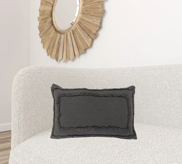 16" X 24" Gray Throw Pillow