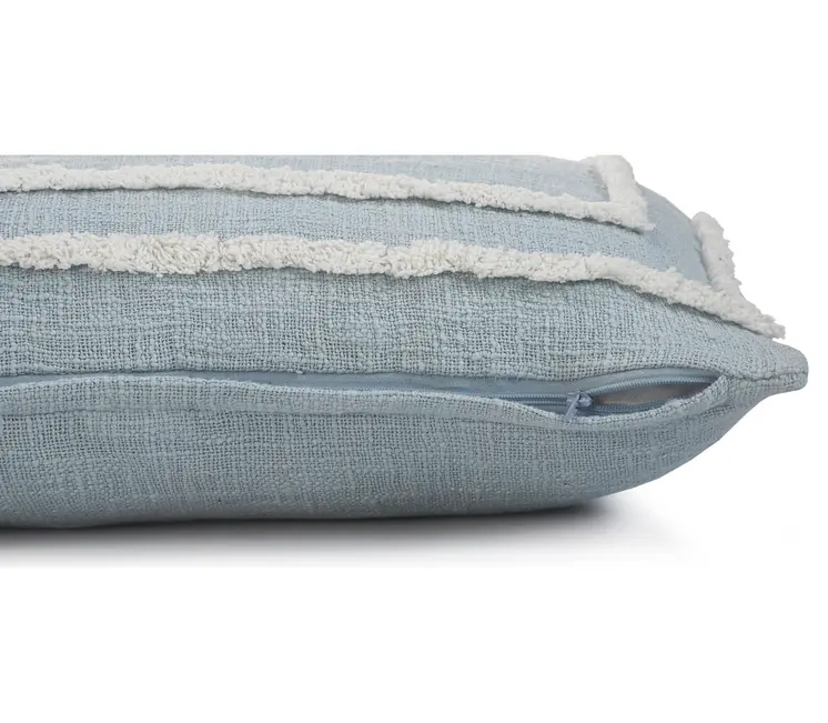 16" X 24" Sky Blue And White Cotton Geometric Throw Pillow
