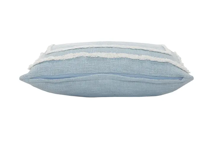 16" X 24" Sky Blue And White Cotton Geometric Throw Pillow