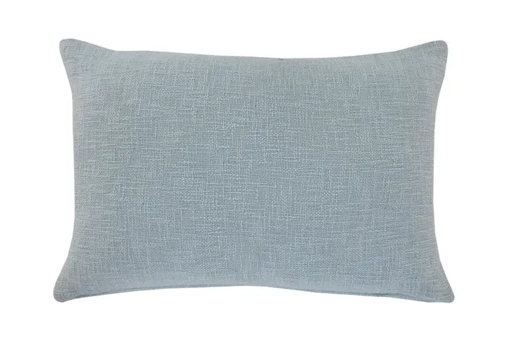 16" X 24" Sky Blue And White Cotton Geometric Throw Pillow