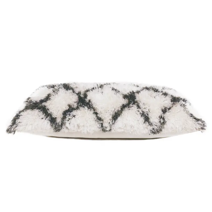 14" X 36" Black And White Polyester Geometric Zippered Pillow