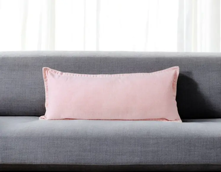 14" X 36" Light Pink Cotton Throw Pillow