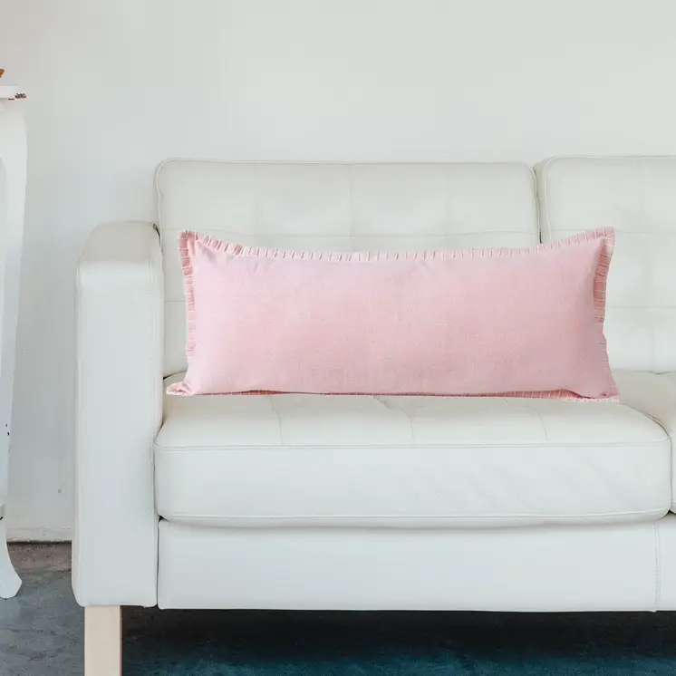 14" X 36" Light Pink Cotton Throw Pillow