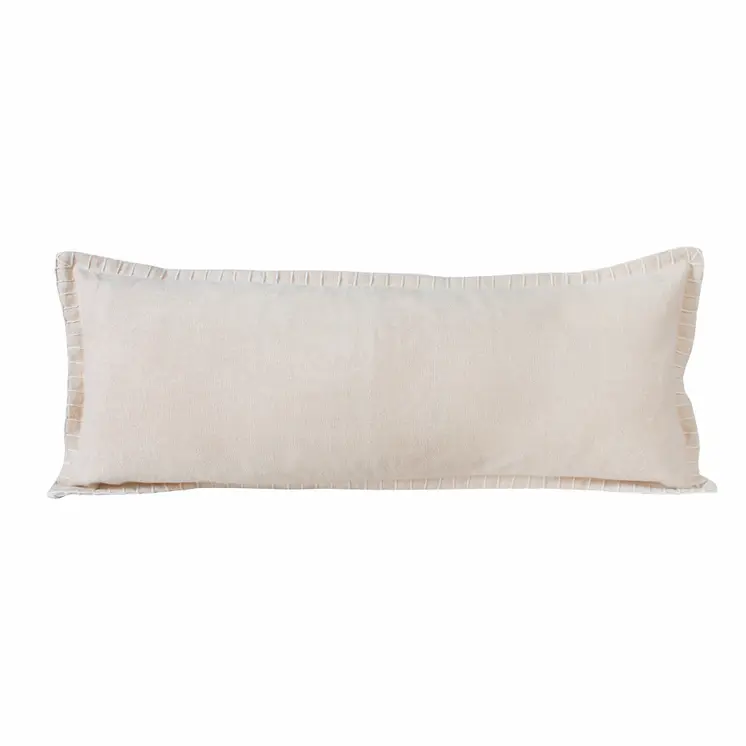 14" X 36" Beige Cotton Throw Pillow