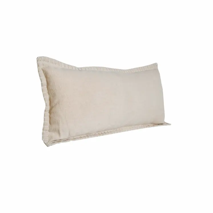 14" X 36" Beige Cotton Throw Pillow