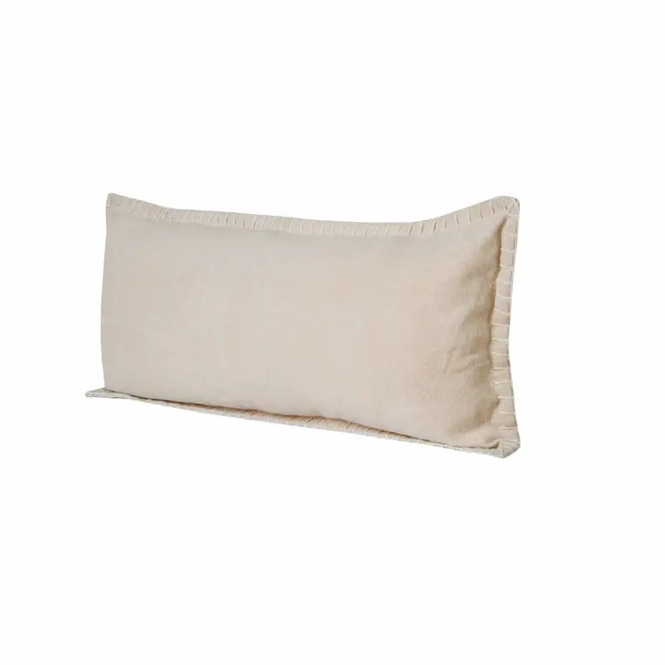 14" X 36" Beige Cotton Throw Pillow
