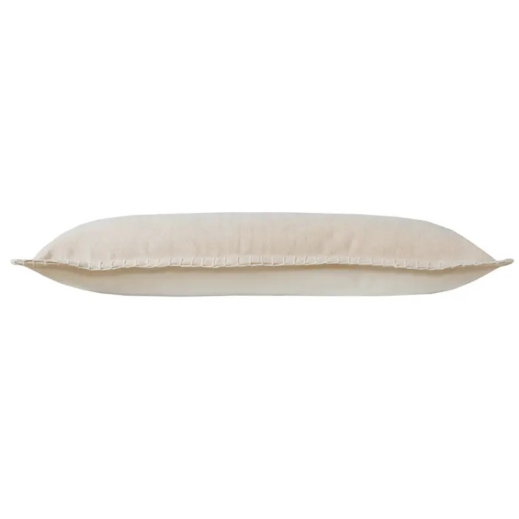 14" X 36" Beige Cotton Throw Pillow