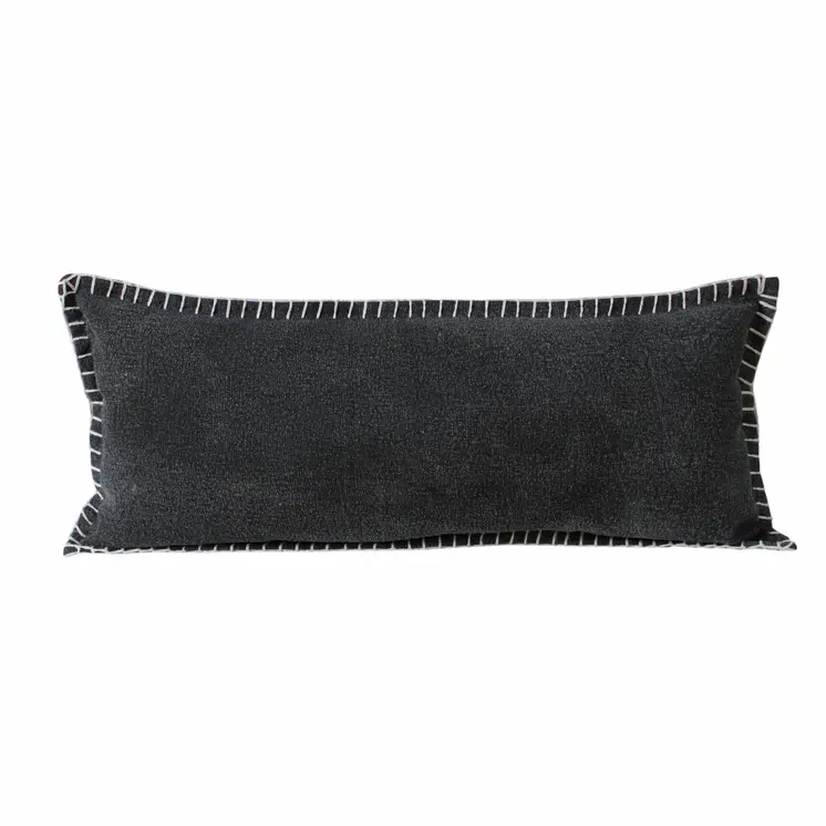 14" X 36" Black Cotton Throw Pillow