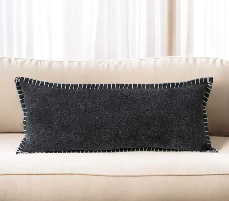14" X 36" Black Cotton Throw Pillow