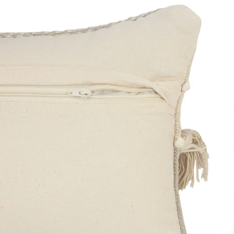 14" X 36" Beige And Gray Cotton Chevron Throw Pillow