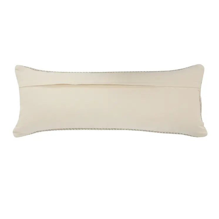 14" X 36" Beige And Gray Cotton Chevron Throw Pillow