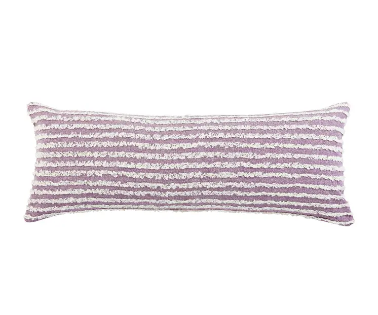 14" X 36" Purple and Cream Throw Pillow