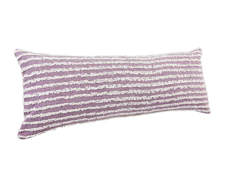 14" X 36" Purple and Cream Throw Pillow