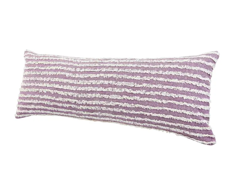 14" X 36" Purple and Cream Throw Pillow