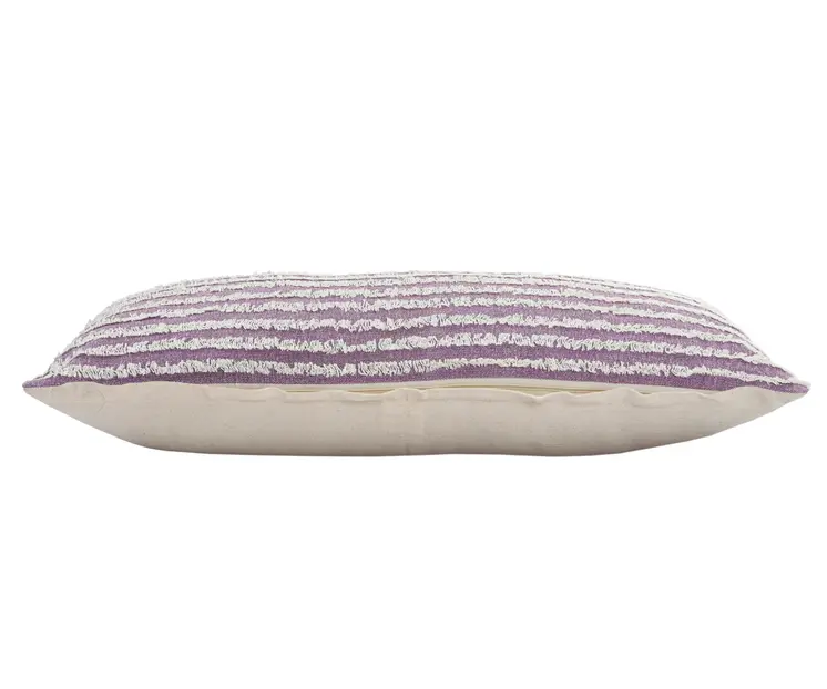14" X 36" Purple and Cream Throw Pillow