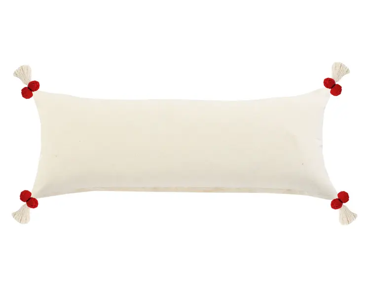14" X 36" Heute Red And Cream 100% Cotton Geometric Zippered Pillow