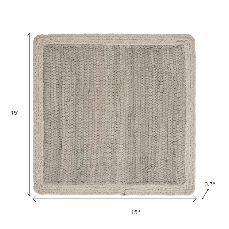 15" Set of Four Natural Solid With Border Cotton Square Placemats